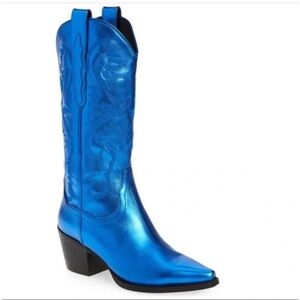 Jeffrey Campbell Dagget Blue Metallic size 8.5 Blue Western Boots